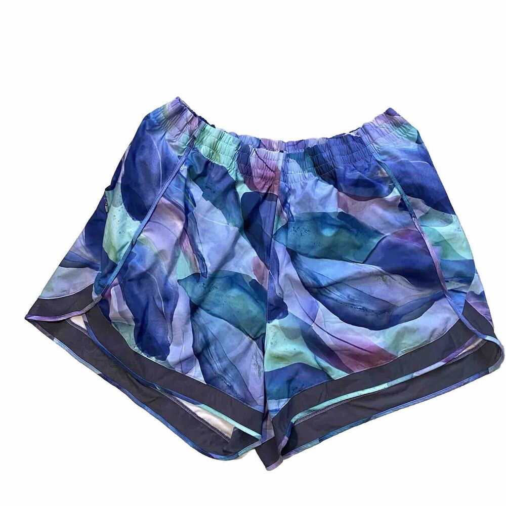 Athleta Womens Blue Mesh Racer Run Short 4” Violet Static Athletic Shorts 3X